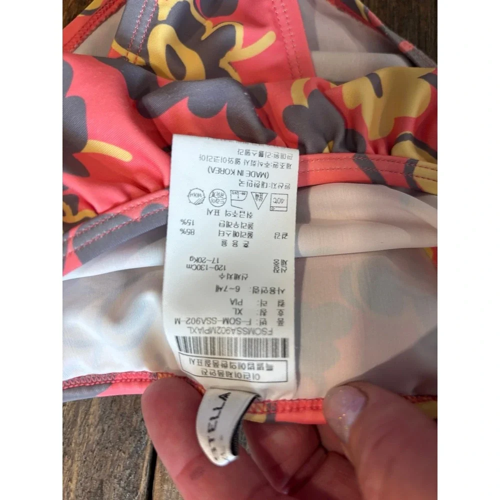 Little Stella Girls Tankini Swimsuit 2 Piece Floral Coral Grey Yellow‎ Size XL